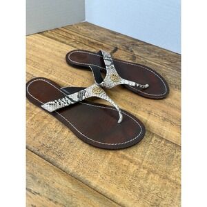 Tory Burch Cameron Snakeskin Embossed Leather Thong Sandals  8M